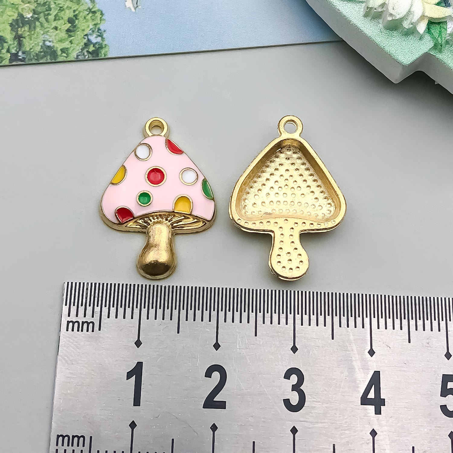 Zinc Alloy Enamel Red Mushroom Charm Pendant for DIY Bracelet Earrings Keychain