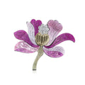 Acrylic Lotus Flower Brooch Purple Glitter Petals Stem Pin view 5