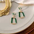 Gold Geometric Open Frame Enamel Drop Earrings Colors view 2