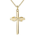 Infinity-Knot Wrapped Cross Pendant Necklace In Polished Gold Tone view 1