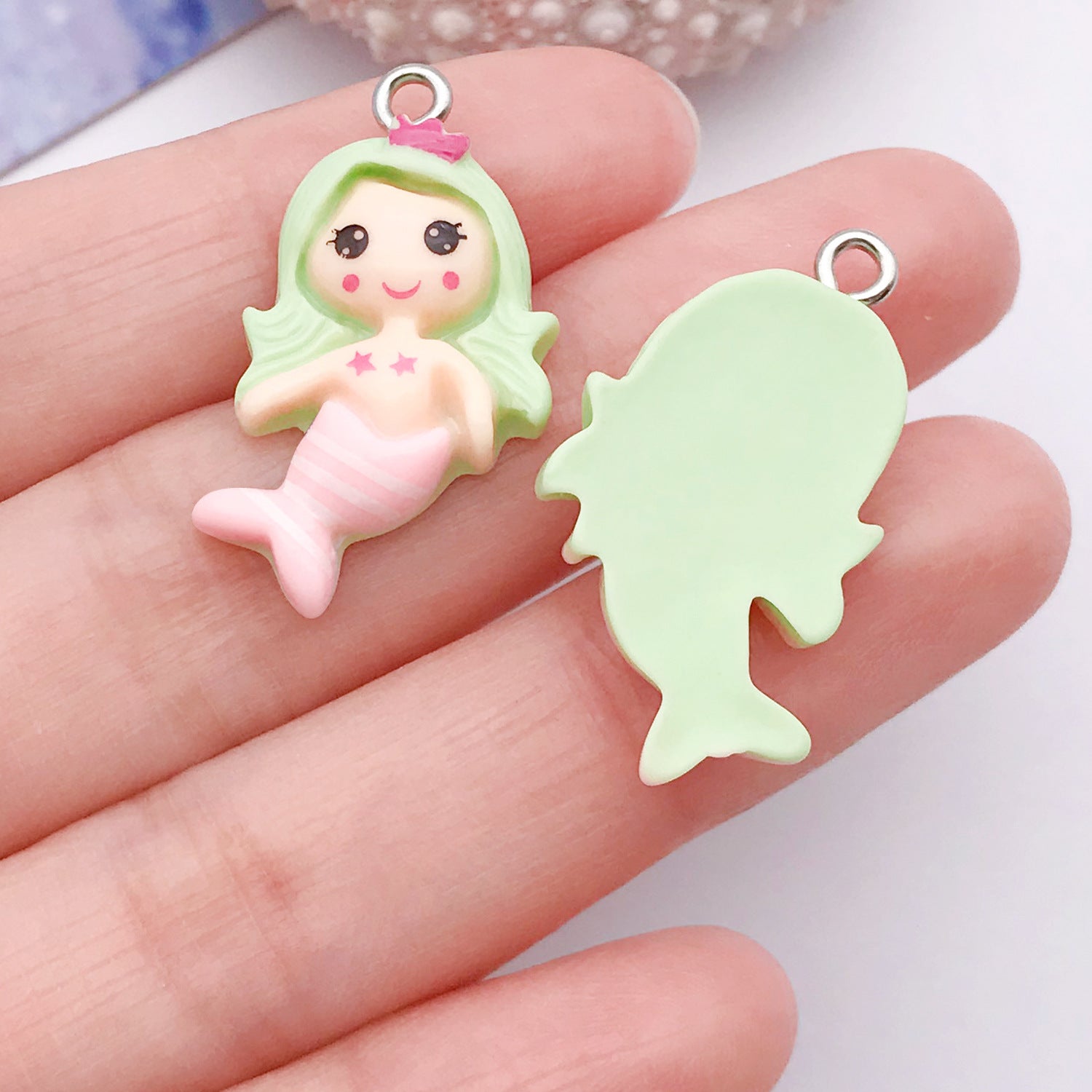 Candy Color Resin Mermaid Charm Pendant for DIY Earrings Necklaces Phone Chain