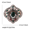 Antique Copper Green Teardrop Rhinestone Baroque Brooch view 6