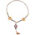 Boho Multicolor Bead Y Necklace Yellow Brown Rings Cord view 5