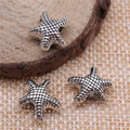 Antique Silver Textured Starfish Bead With Large Hole view 2