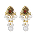 Four Color Antique Gold Teardrop Pearl Look Earrings view 5