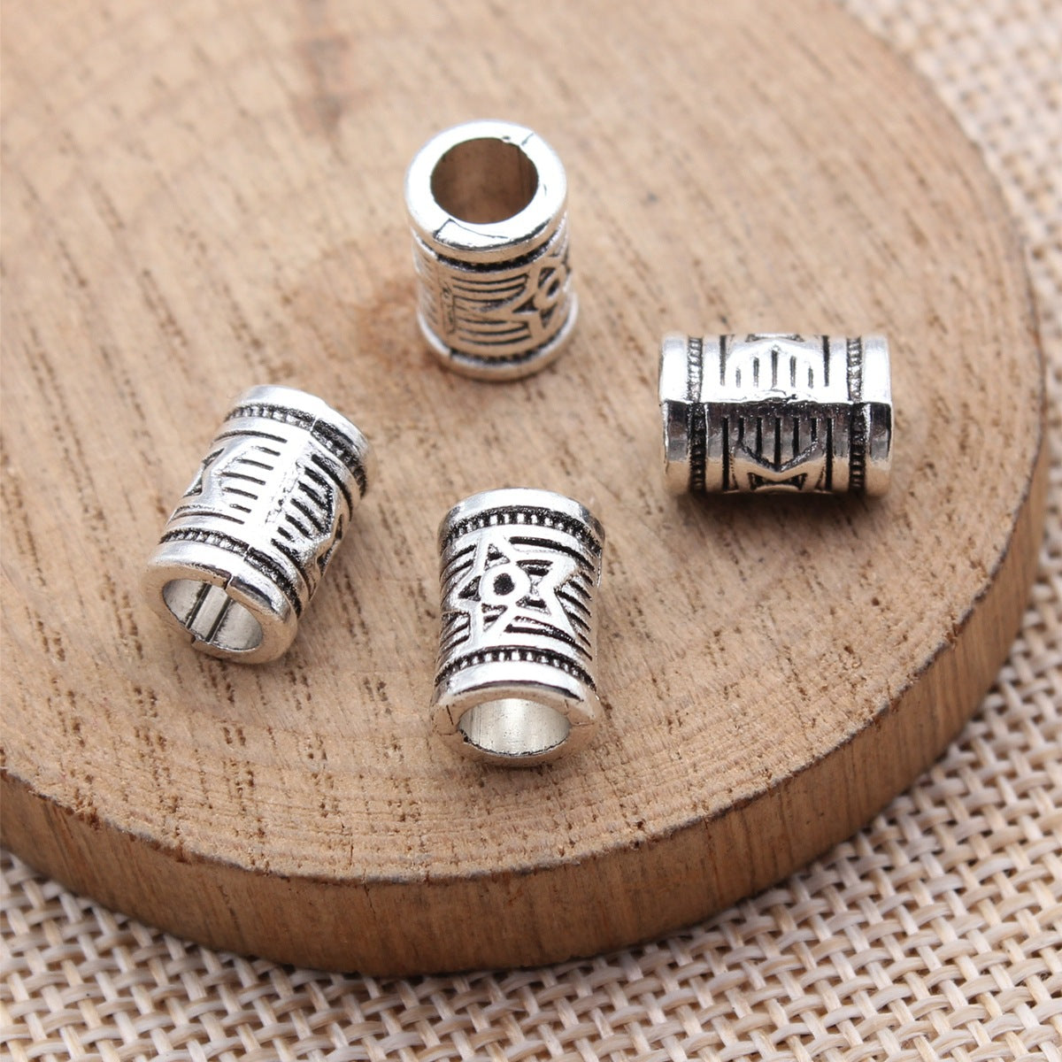 11.5x8x8mm 1.9g Antique Silver Zinc Alloy Star Round Large Hole Spacer Beads for Bracelet Necklace DIY