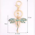 Teal Rhinestone Dragonfly Keychain Gold Lobster Clasp view 2