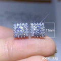Silver Tone Square Cluster Crystal Stud Earrings with Polished Finish view 5