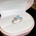Silver Blue Green Crystal Oval Stud Earrings Matching Rings view 8