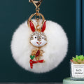 Jeweled Carrot Rabbit Keychains with Round Faux Fur Pom Poms view 11