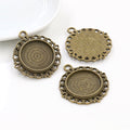Round Scalloped Pendant Bezel Settings in Two Antique Finishes view 3