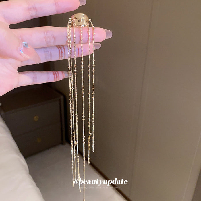 Asymmetric Hoop and Chain Single Ear Cuff Fashion Jewelry