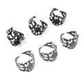 Black Openwork Floral Small Round Adjustable Ring Base view 2