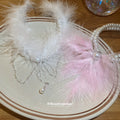 White Pearl Necklaces With Pink Or White Feather Tassels view 2
