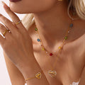 Gold Mamma Heart Zircon Bracelet Necklace And Stone Strand view 4