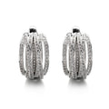 Five-Rail Pave Wide Hinged Hoop Earrings In Polished Silver Tone view 3