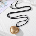 Stitched Leather Heart Pendant Necklace Black Cord 4 Colors view 2