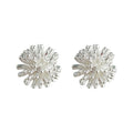 Silver Tone Mini Dandelion Firework Ball Stud Earrings view 4