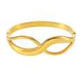 Figure Eight Curve Clasp Bangles Polished Gold and Steel Tone view 5