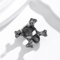 Black Silver Tone Flower Two Designs Metal Brooch Pin view 3