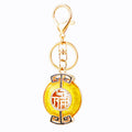 Round Jeweled Fortune Plaque Keychains with Braided and Bare Loops view 5