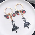 Black Polka Dot Dress Hat and Heart Metal Keychain view 2