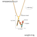 Multicolor Zircon Letter Pendant Necklace On Gold Tone Chain view 12