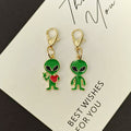 Green Enamel Alien Keychains Gold Lobster Clasp Four Styles view 5