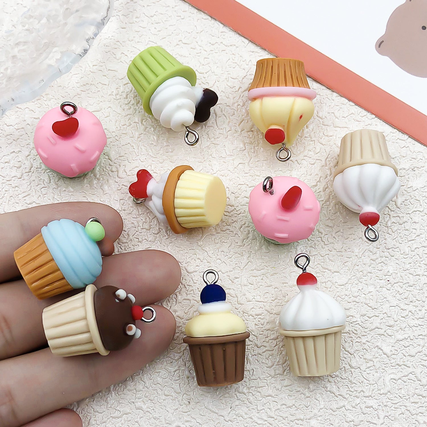 Resin Cream Cupcake Dessert Charm Pendant for DIY Keychain Earrings Jewelry Making