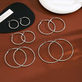Nine Size Gold and Silver Classic Thin Hoop Earrings view 1