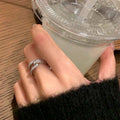 Silver Geometric Open Ring Double Pave Crossed Bands view 3