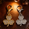 Rhinestone Three Leaf Clover Lobster Clasp Silver Gold view 3