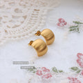 Thick Brushed C-Shape Stud Earrings Gold Steel Finishes view 2