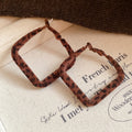 Brown Leopard Flocked Hoop Earrings in Round and Diamond Shapes view 10