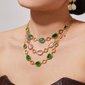 Oval Cat Eye Glass Stone Necklace Bracelet Earring Set view 4