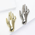 Polished Hand Brooch in Gold and Silver Tones for Jackets Scarves and Lapels view 3