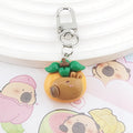 Silver Tone Capybara Food Figure Clip Keychains in Four Designs view 4