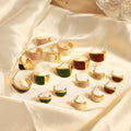 Gold Tone Enamel Crescent Hoop Stud Earrings Multi Color view 2