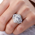 White Metal Pear Halo Three-Piece Stack Ring Set Alloy view 3