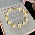 Gold Cats Eye Flower Bracelet Crystal Stud Earrings view 6
