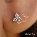 Silver Gold Three Stone Triangle Cluster Stud Earrings view 4