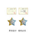 Yellow Blue Painted Star Silver Starburst Stud Earrings view 3