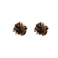 Flocked Camellia Statement Stud Earrings in Three Colors view 5