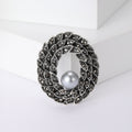 Braided Oval Crystal Brooch With White Pearl Accent view 6
