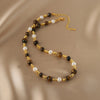 Brown White Beads