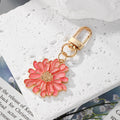 Gold Tone Enamel Daisy Clip Keychains in Four Colors view 3
