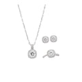Silver Cushion Halo CZ Necklace Earrings And Ring Set view 5