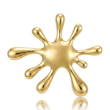 Polished Liquid Splash Metal Brooch in Two Finishes