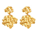 Crumpled Leaf Drop Earrings Gold Or Steel Stainless Pair view 5