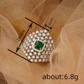 Green Square Stone Multi-Layer Burst Statement Ring In Silver Tone view 4